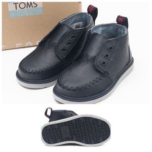 New Tiny Toms Boy Chukka Boots Shoes Size T3 Black - Slip On No Tie